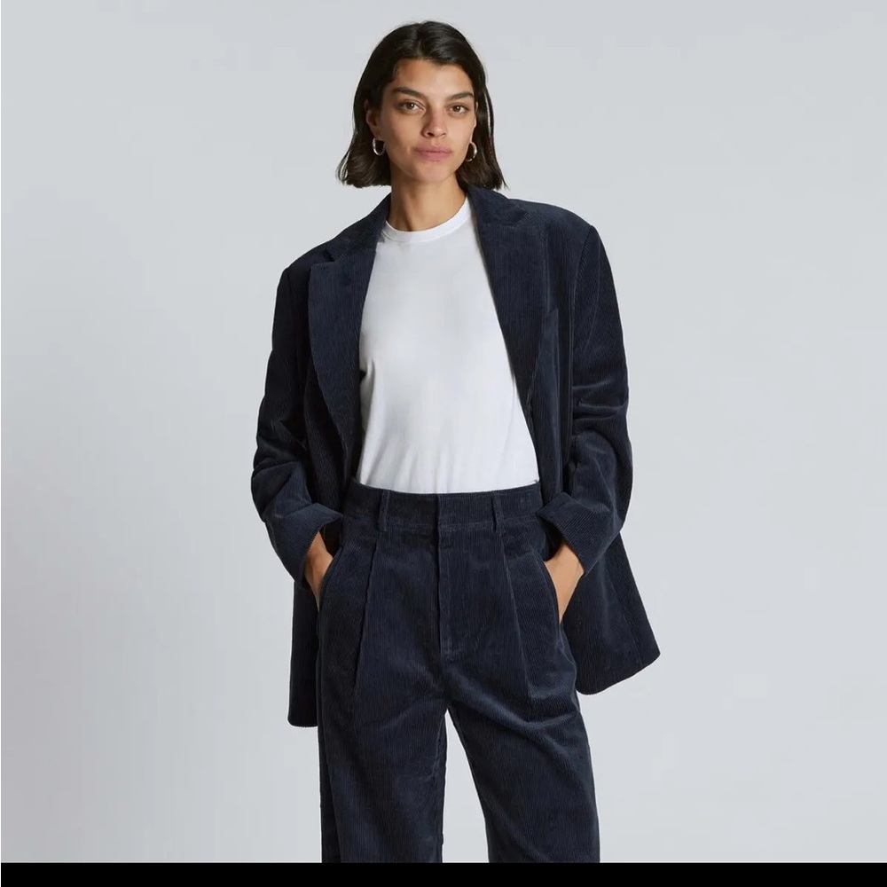 Everlane Corduroy 80s Blazer Oversized Navy Blue Size 2